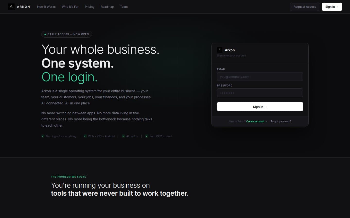 Arkon website screenshot